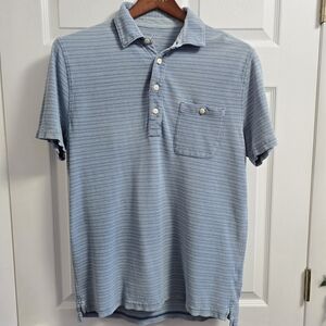 J. Crew Indigo Blue White Striped Short Sleeve Knit Polo Large Mens